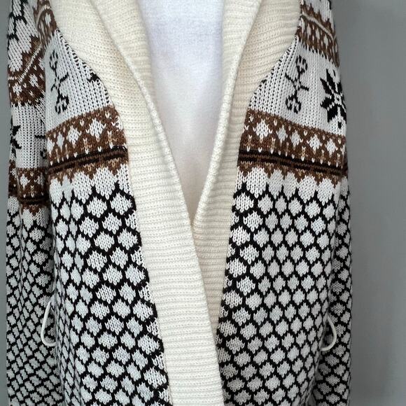 Vintage KMart Women's Fair Isle Print Cardigan Sweater *no belt* Sz L Fisherman - Picture 3 of 10